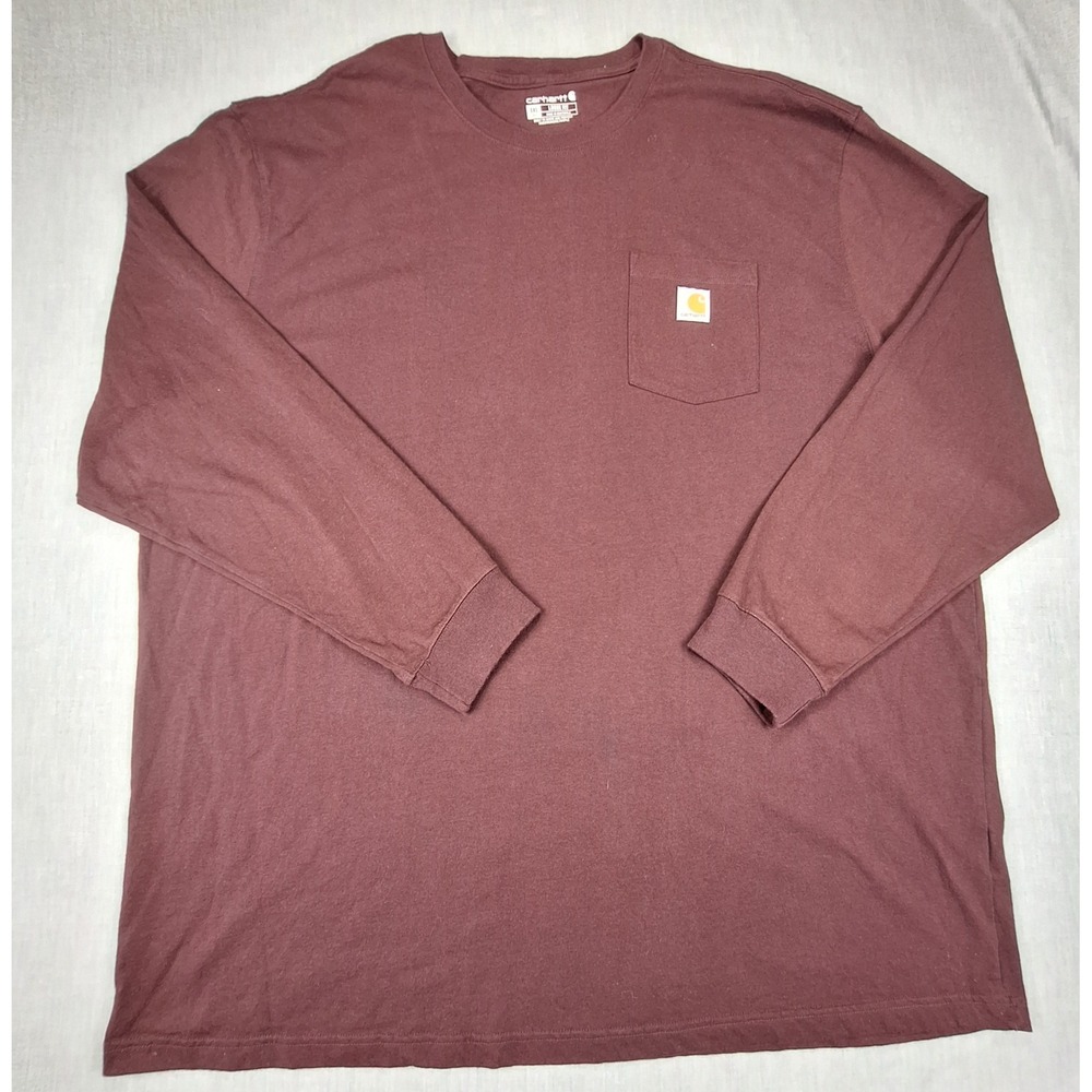 Carhartt K126 Loose Fit Long Sleeve Pocket T-Shirt Burgundy Port 4XL Tall Mens
